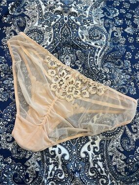 Dita Von Teese Dahlia Sheer Floral Lace Bikini Panty - Nude